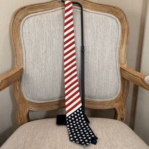 American USA Flag Necktie Patriotic 4th Of July Stars Stripes Florence Silk
